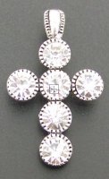 Pendant Cross 64mm Antique silver with Crystal 1pc