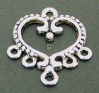 Charms Ant Silver Open Heart W/loops 10pcs