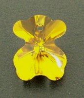 Crystal Bear Pendant 14mm 8pcs Topaz