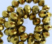 Crystal Glass Rondelle 3x4mm 105cs Gold