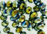 Crystal Glass Rondelle 3x4mm 105cs Green Blue Rainbow