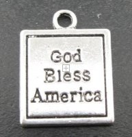 Charm "God Bless America" 18mm 20pcs Antique Silver