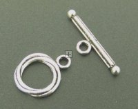 Toggle Clasp 16mm Twisted Ring 5 sets Antique Silver