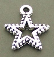 Charms Star 19mm ±10pcs Antique Silver