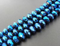 Crystal Glass Rondelle 8x10mm 68pcs Metallic Blue