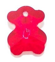 Crystal Bear Pendant 14mm 8pcs Siam
