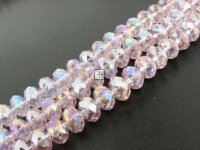 Crystal Glass Rondelle 8x10mm ±70pcs Pink