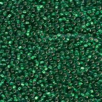 Czech Seed Beads Size 8/0 6 St Silver Lined Green