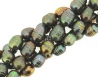 Freshwater Pearl Rice ±10mm ±38pcs Green Iris