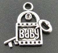 Charm Lock & Key 23x21mm 20pcs Antique Silver