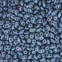 Czech MiniDuo Two-hole Beads 4x2mm 90 Beads Chalk Blue Luster