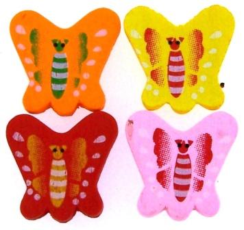 Wooden Beads Assorted Colours - Large Butterfly