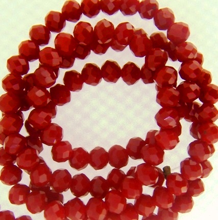 Crystal Glass Rondelle 3x4mm 145pcs Opaque Red