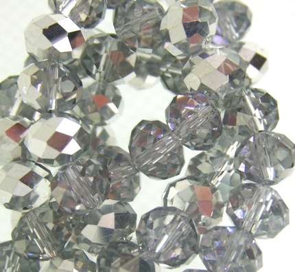 Crystal Glass Rondelle 8x10mm ±65pcs Crystal Silver
