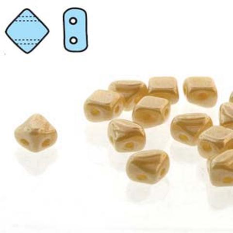 Czech 2 Hole Silky Beads 5mm 40pc Ivory Luster