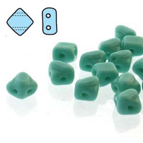 Czech 2 Hole Silky Beads 5mm 40pc Turquoise Green