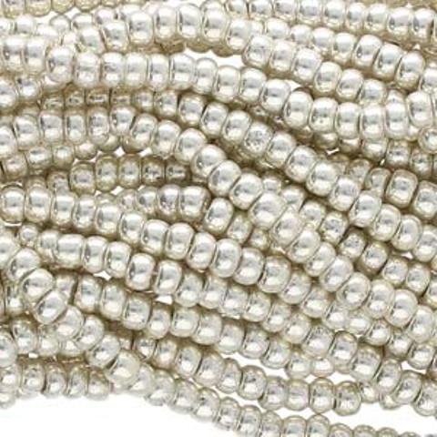 Czech Seed Beads Size 11/0 6-Strand Silver Metallic