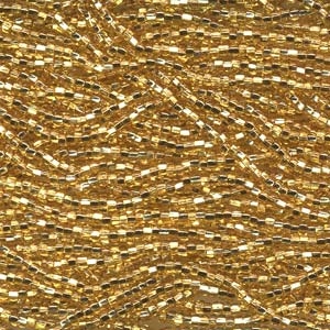 Czech Seed Beads Size 6/0 1-Strand Strawb Gold Silver Lined
