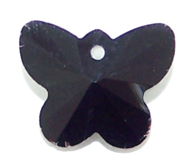 Crystal Butterfly Pendant 14mm 8pcs Jet Black