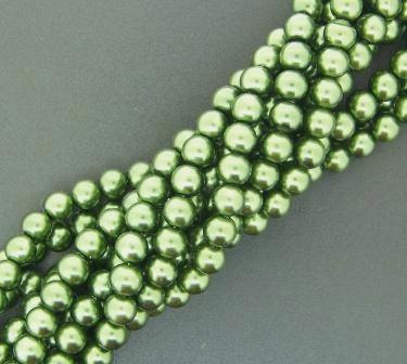 Chinese Glass Pearl Round 4mm ±200pcs Moss - Click Image to Close