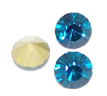 Chaton Faceted Gold Foiled SS-38 7.9 to 8.1 mm Bl Zircon 10 pcs
