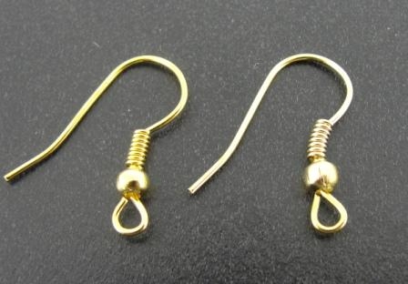 Earring Wire Fishhook Style 20mm 25sets (50pcs) Gold Plated